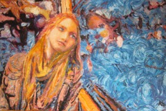 Girl in metro, A. Lefbard, 80x55 сm, 2014, oil on canvas