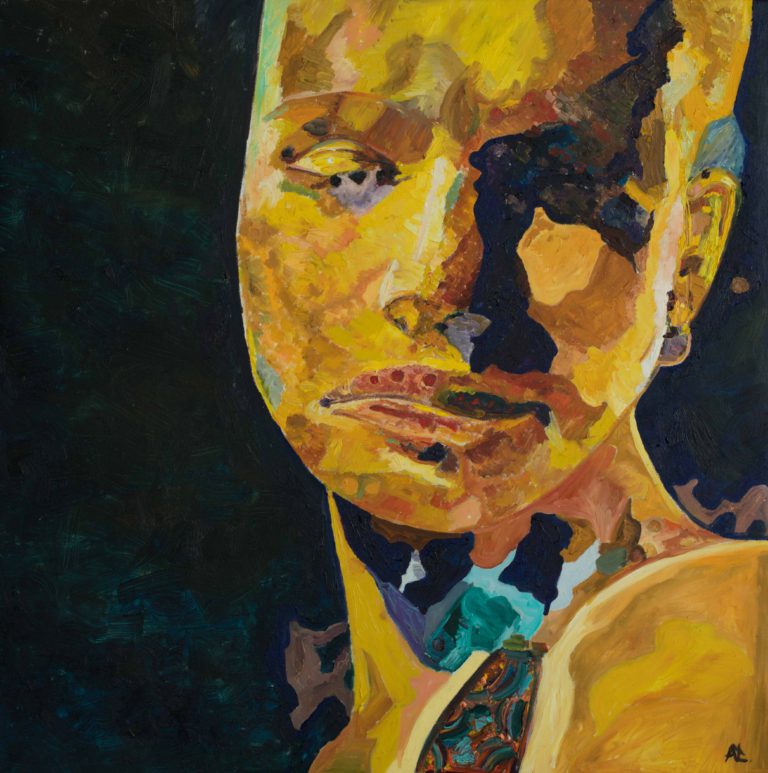 Woman, 5 element. Aleksander Lefbard, oil on canvas, 90x90 cm, 2018