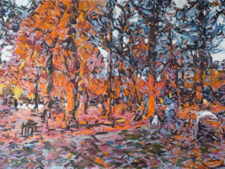 Le jardin des Tuileries en Automne, A.Lefbard, 90*80 cm, 2014, oil on canvas