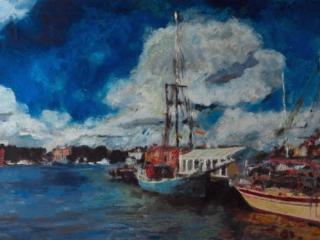 Yachts, 90x60 сm, A.Lefbard, 2013, oil on canvas