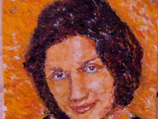 Woman's portrait, A. Lefbard, 40x40cm, 2014, oil on canvas, private collection