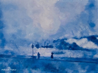 Blue fog, A. Lefbard, 90x65 сm, 2014, oil on canvas