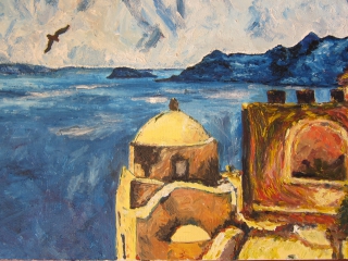 Santorini. A.Lefbard, 2015, oil on canvas